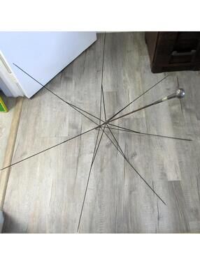 Antique Parasol Umbrella Frame Sterling Silver Mother of Pearl Repousse Handle